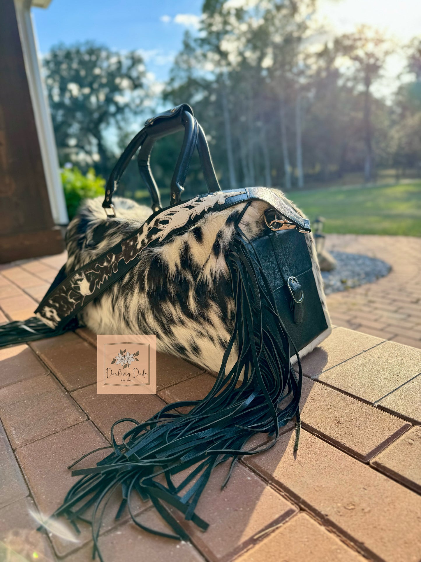 Cowhide & Fringe Duffle Bag