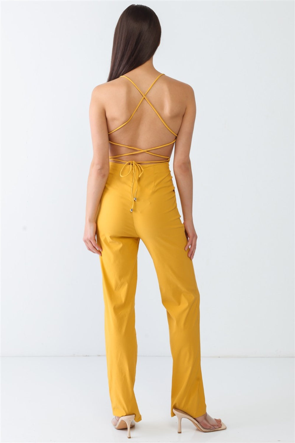 Golden Girl Backless Jumpsuit