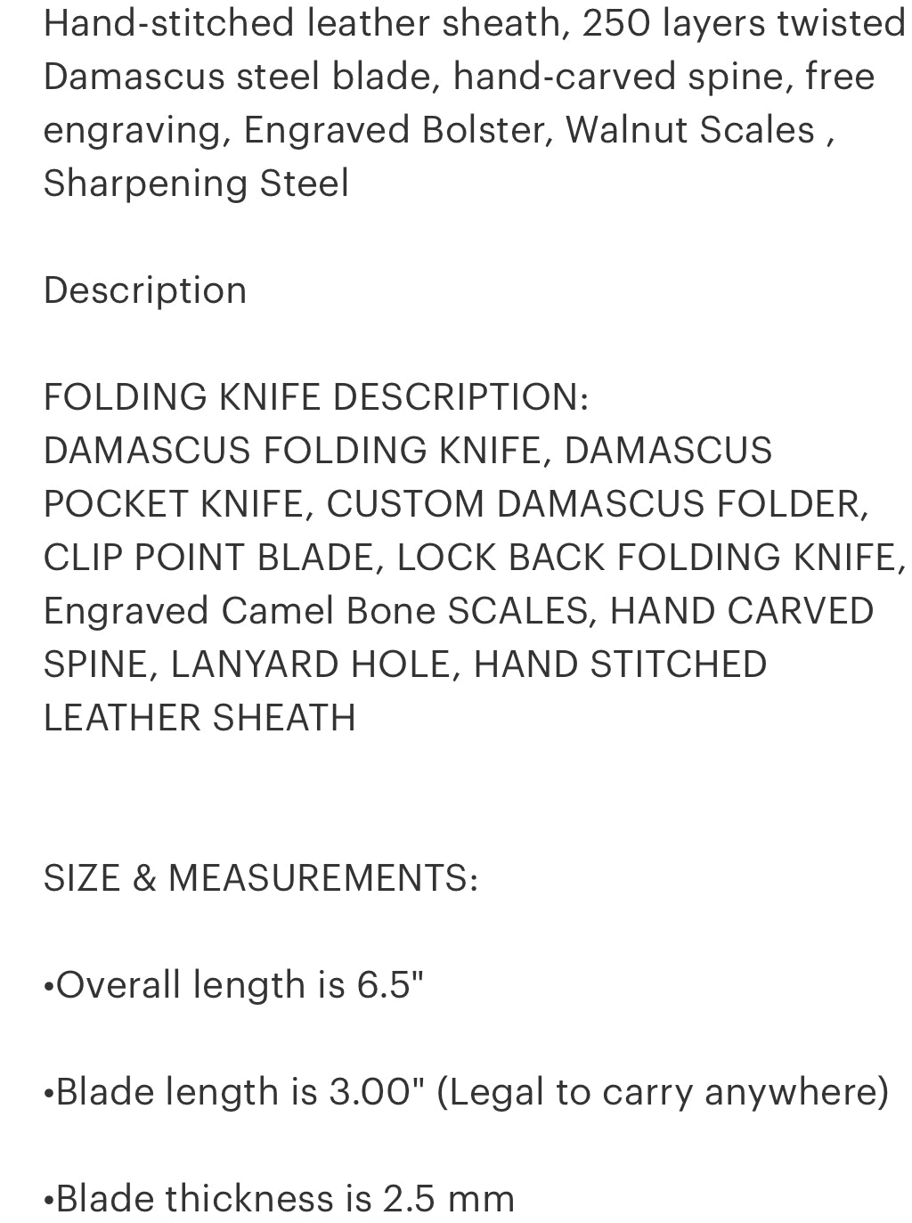 Walnut & Stag Damascus Steel Folding Knife