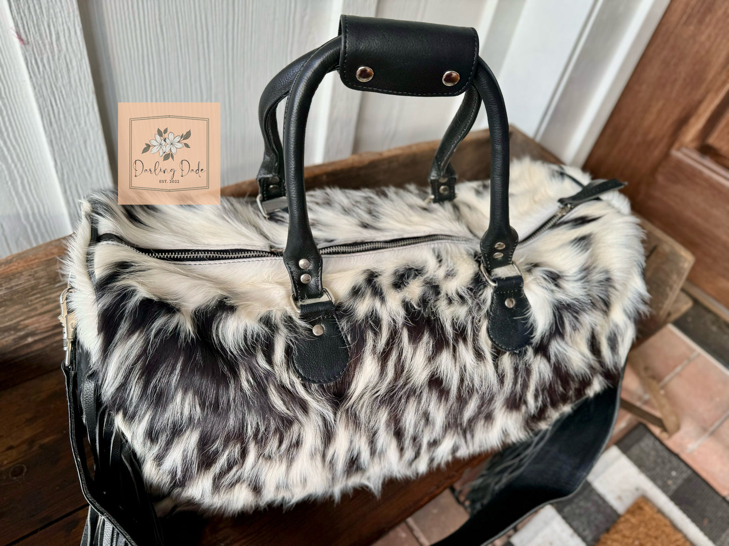 Cowhide & Fringe Duffle Bag