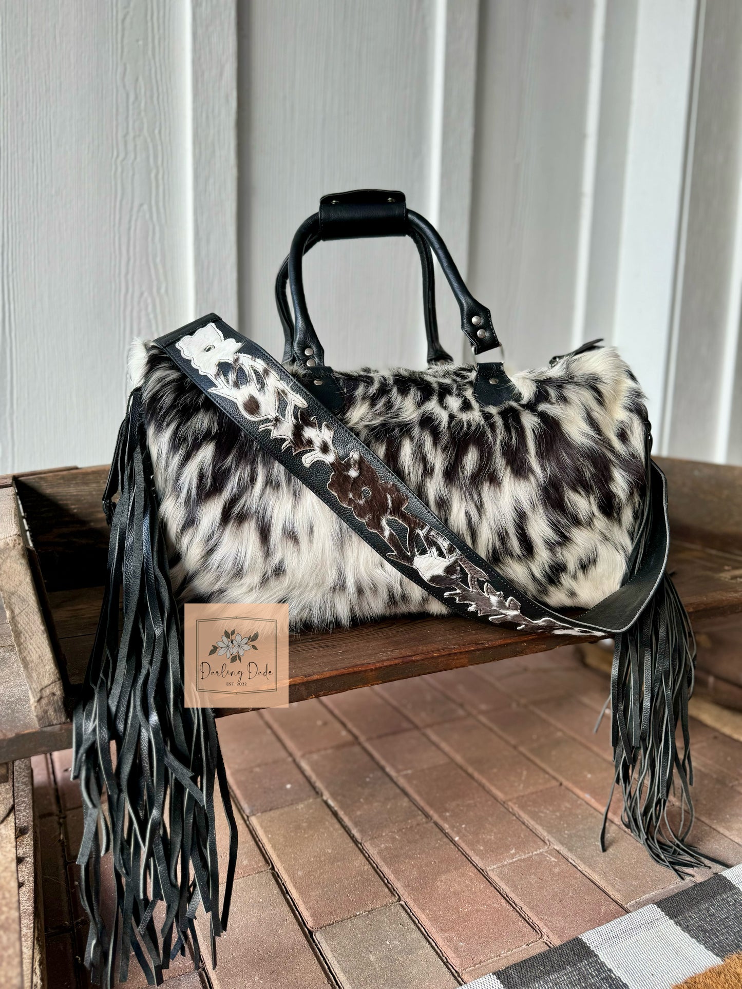 Cowhide & Fringe Duffle Bag