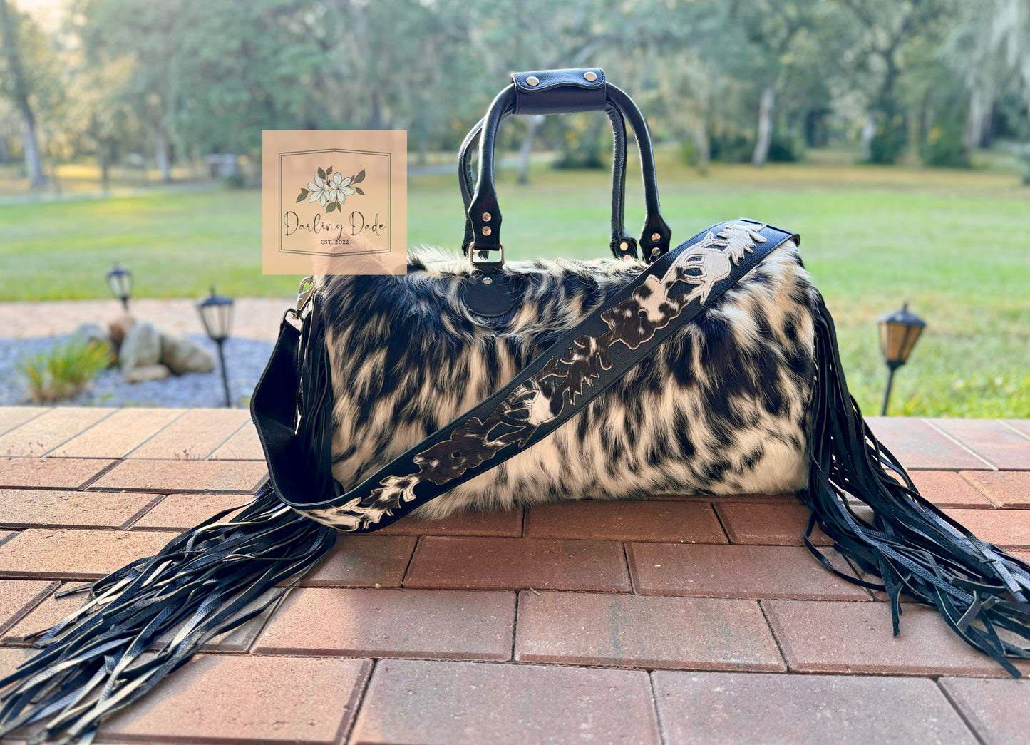 Cowhide & Fringe Duffle Bag