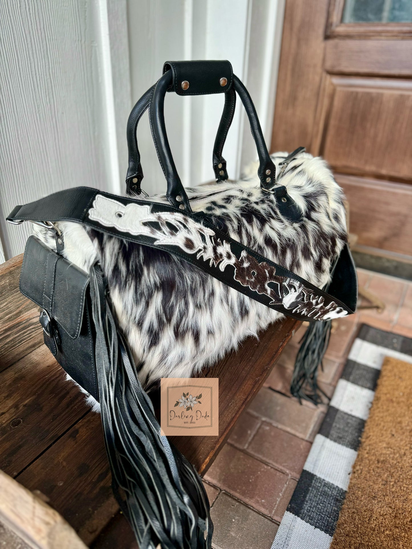 Cowhide & Fringe Duffle Bag