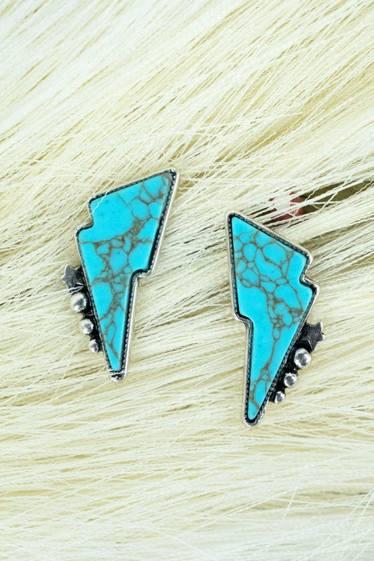 Turquoise Lightning Bolt Studs