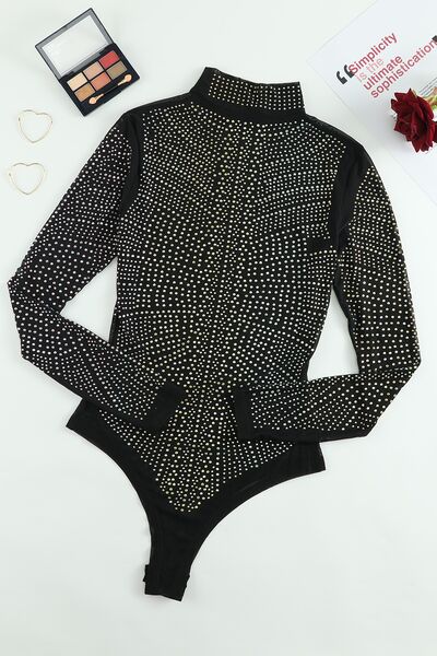 Rhinestone Mock Neck Bodysuit