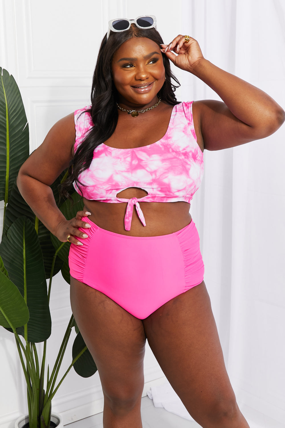 Sanibel Crop Swim Set in Pink