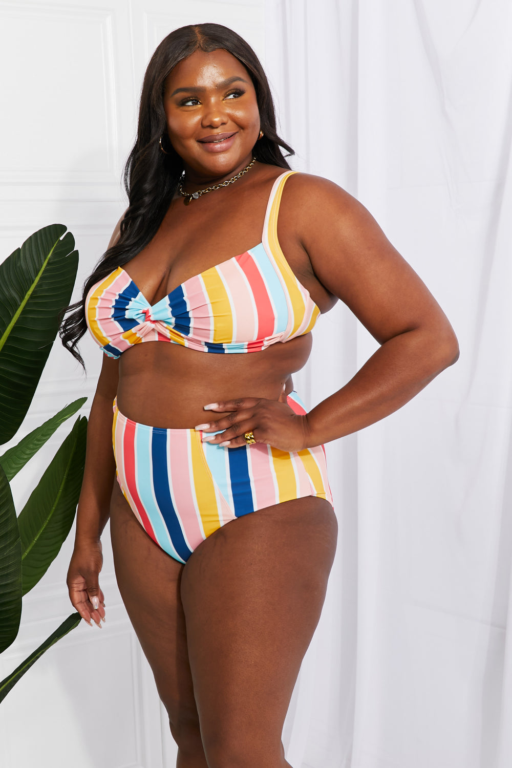 Take A Dip Striped High-Rise Bikini