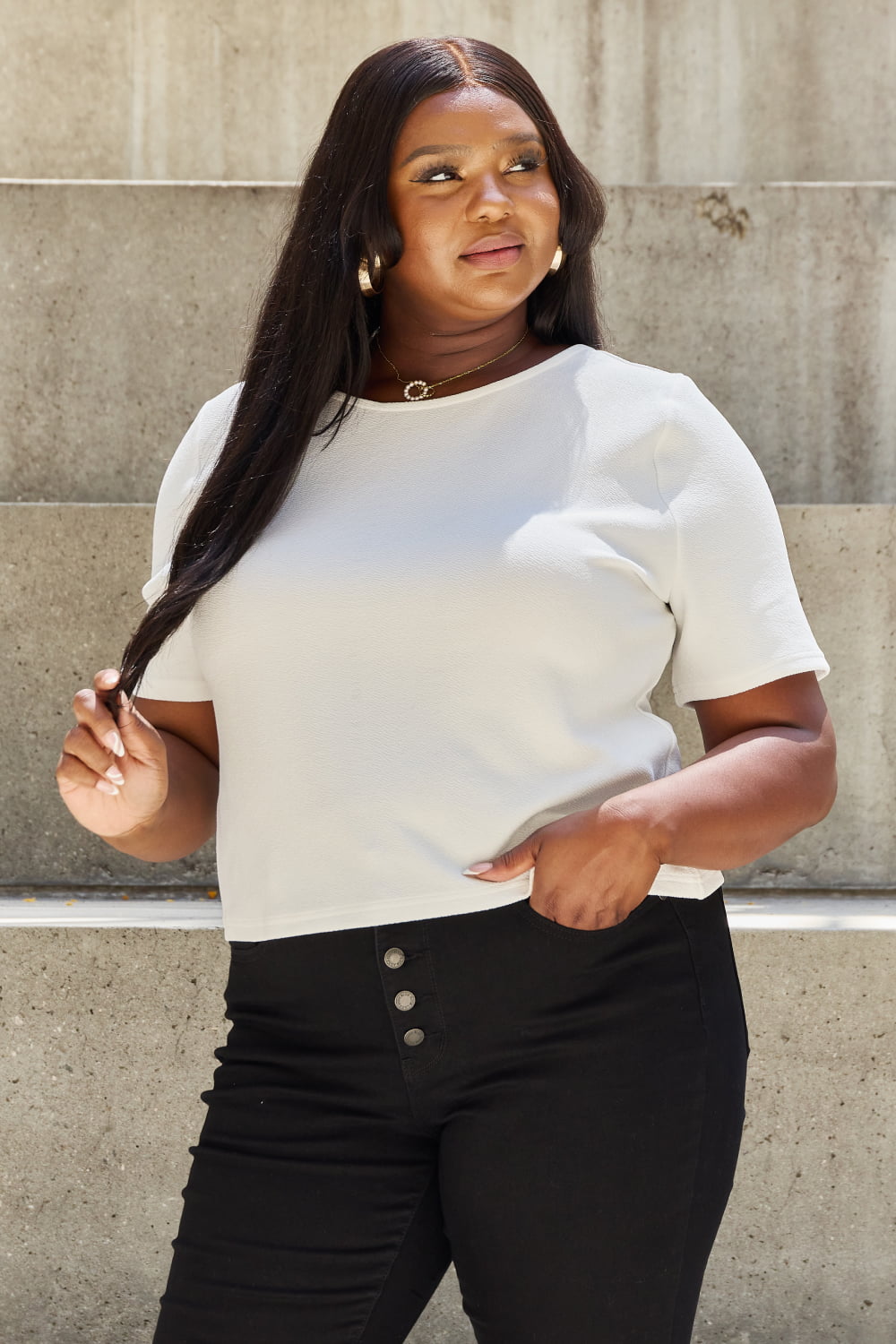 Pearly White Criss Cross Back Tee