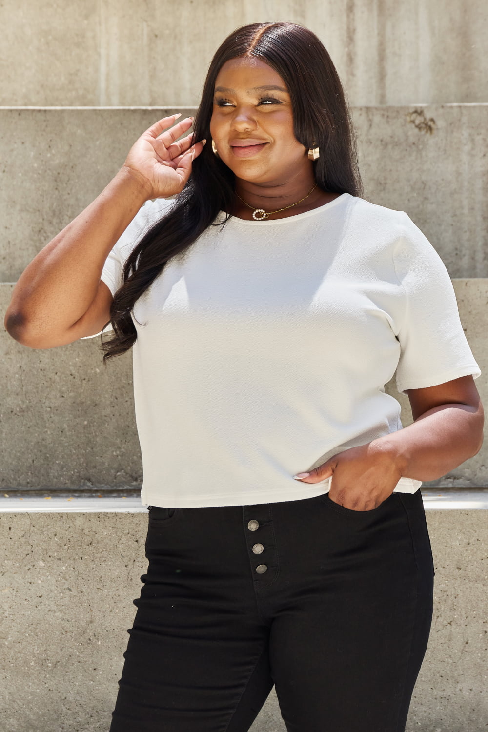 Pearly White Criss Cross Back Tee