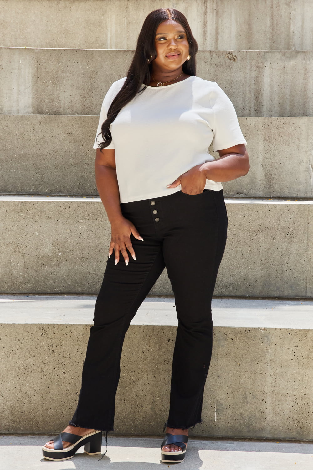 Pearly White Criss Cross Back Tee