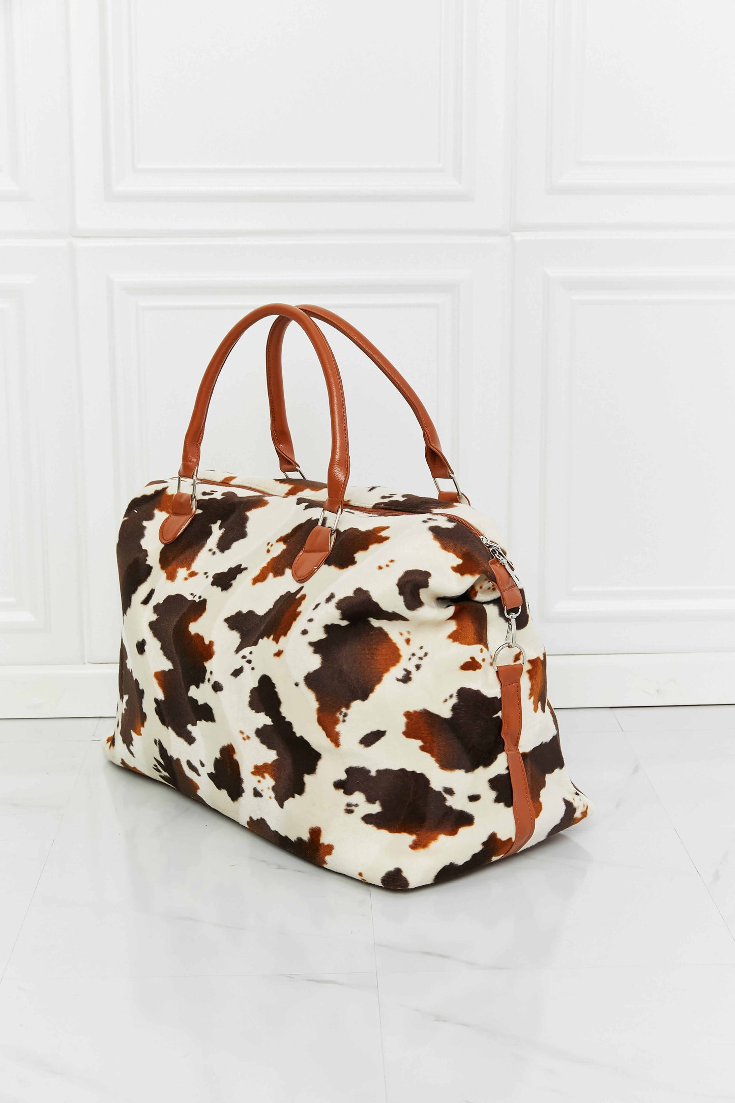 Cow Print Plush Weekender Bag