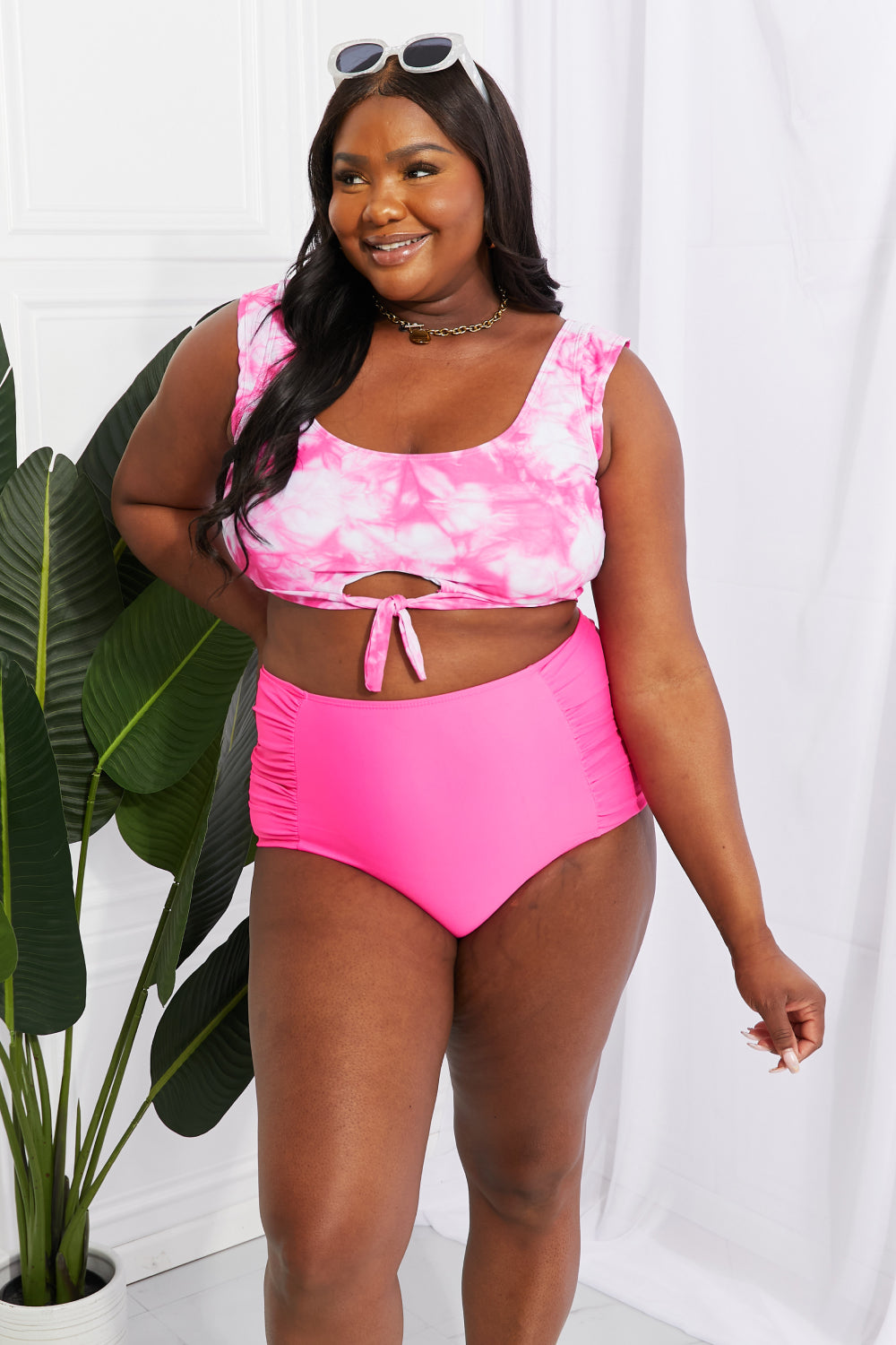 Sanibel Crop Swim Set in Pink