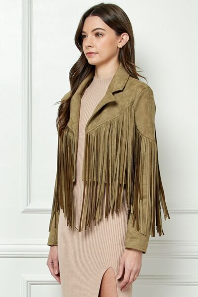 Suede Fringe Moto Jacket