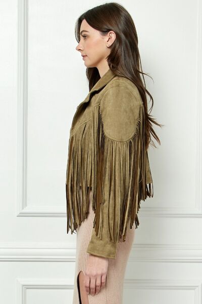 Suede Fringe Moto Jacket