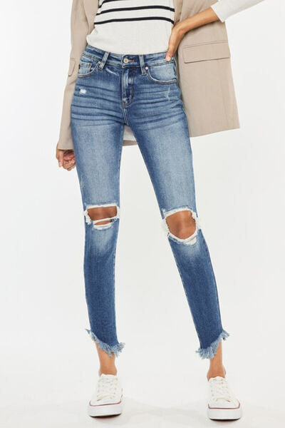 Kancan Raw Hem Ankle Skinny Jeans