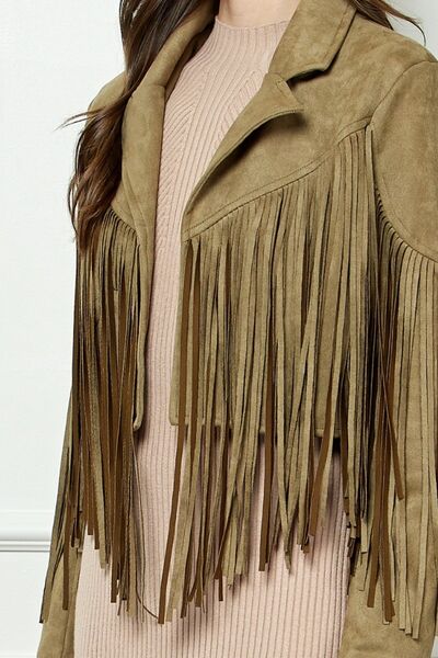 Suede Fringe Moto Jacket