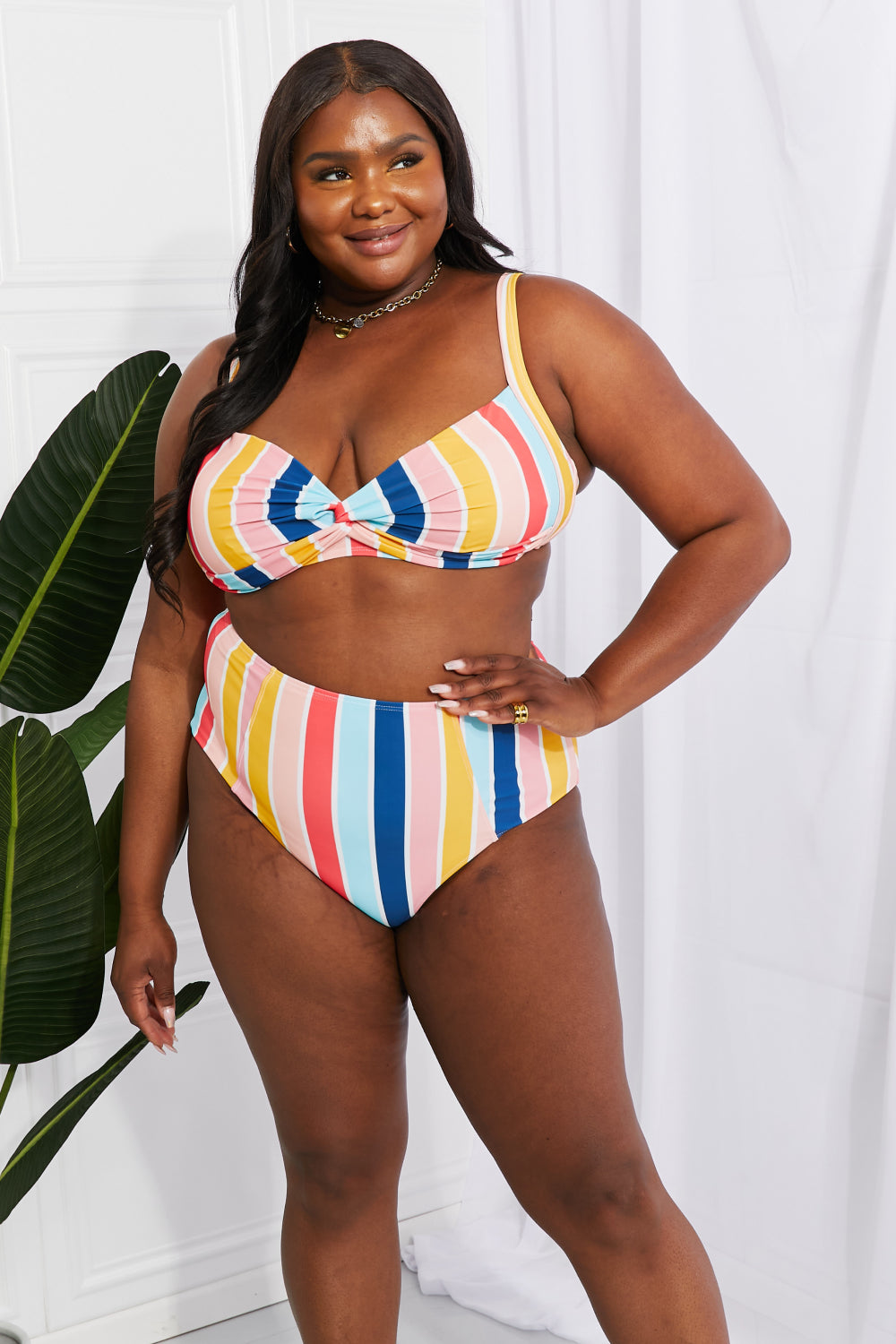 Take A Dip Striped High-Rise Bikini