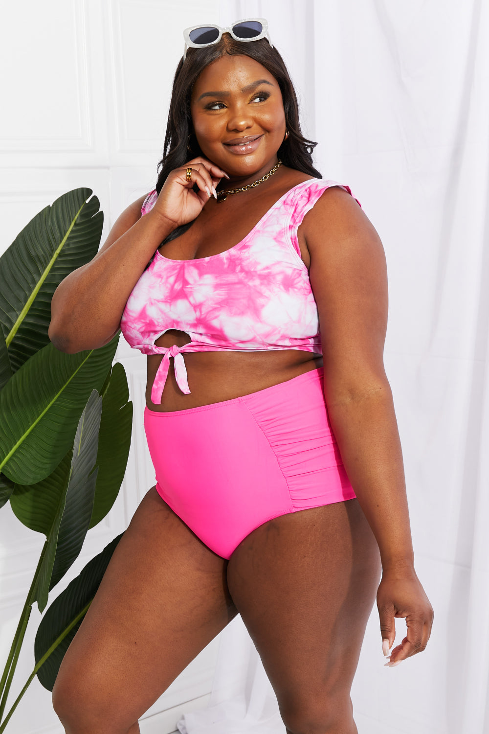 Sanibel Crop Swim Set in Pink