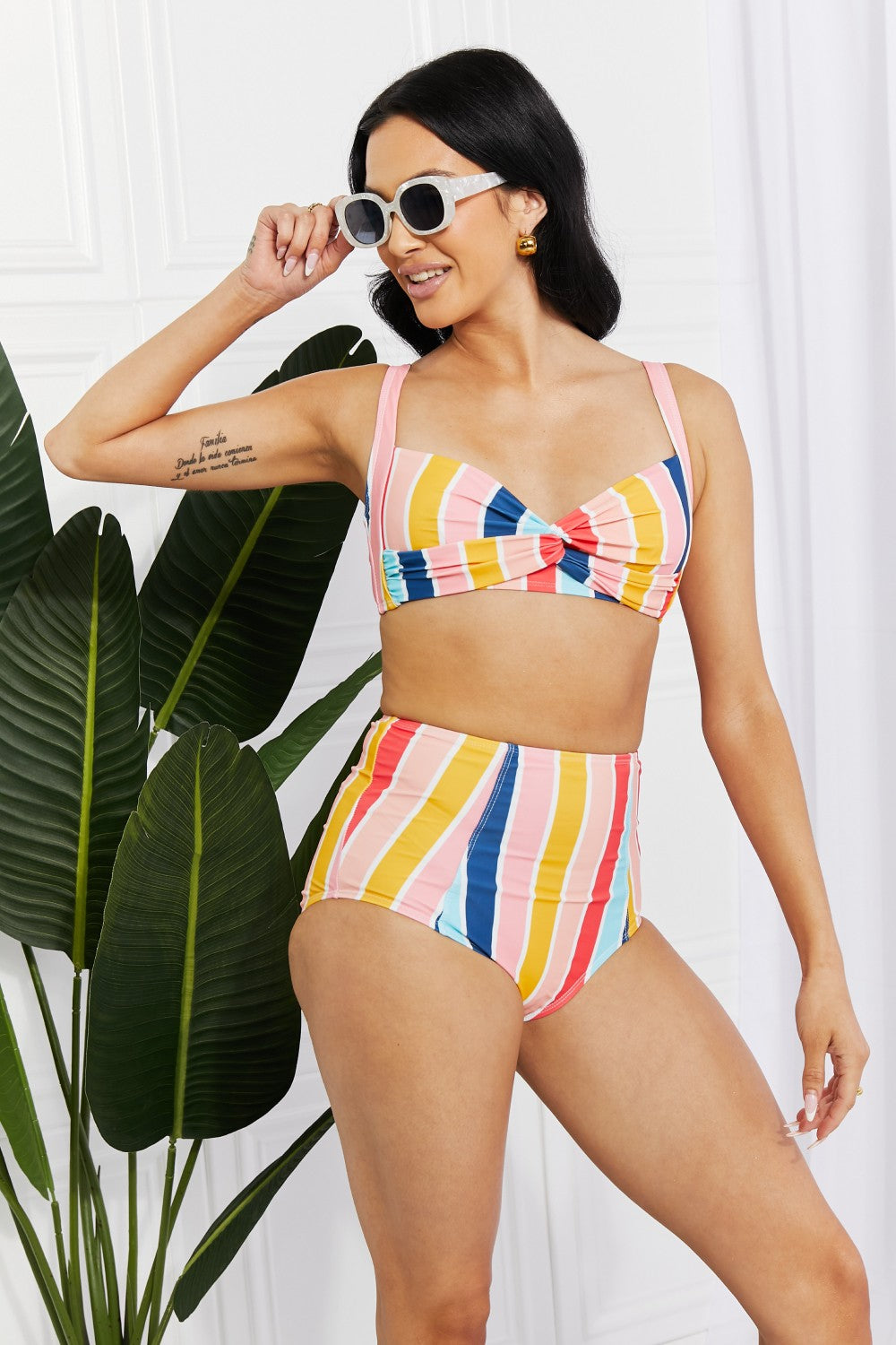 Take A Dip Striped High-Rise Bikini