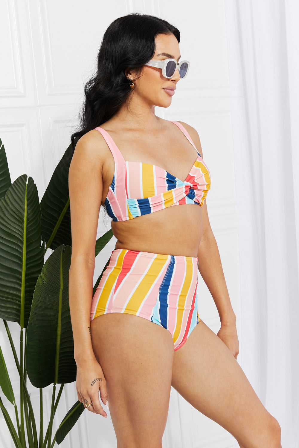 Take A Dip Striped High-Rise Bikini