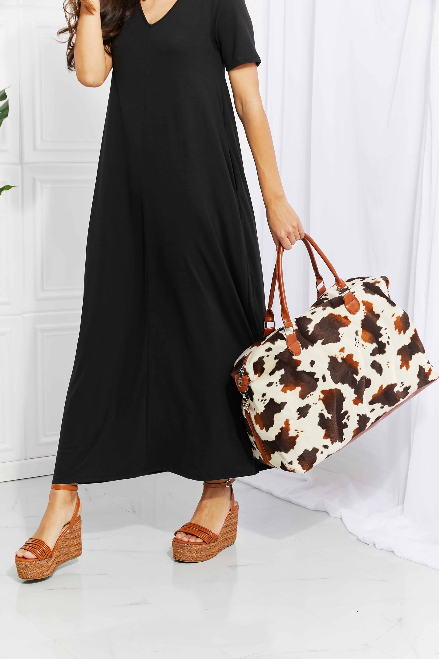 Cow Print Plush Weekender Bag