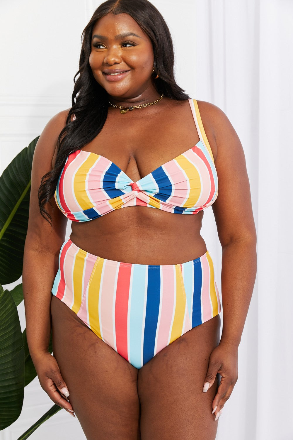 Take A Dip Striped High-Rise Bikini