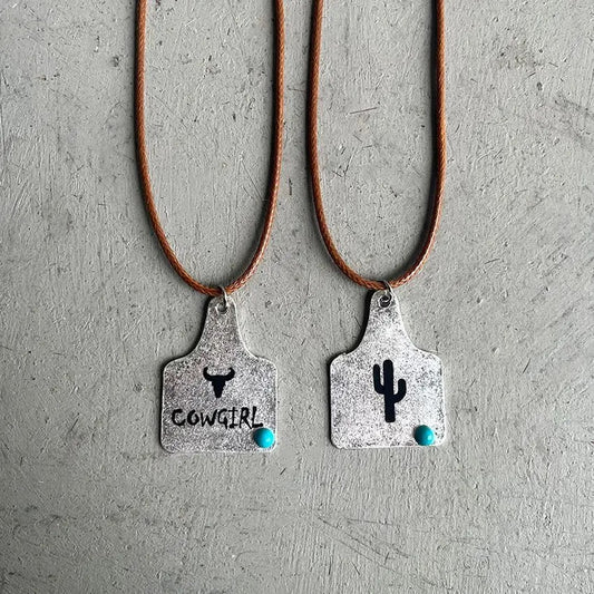 Corded Cowtag Necklace