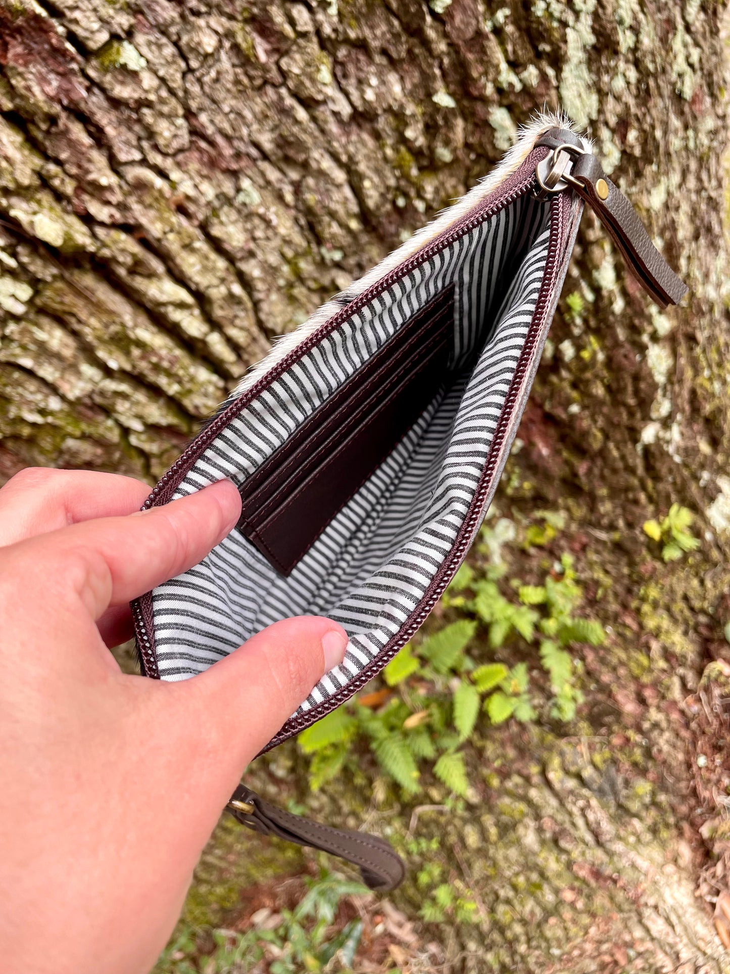 Tooled Hair-On-Hide Wristlet