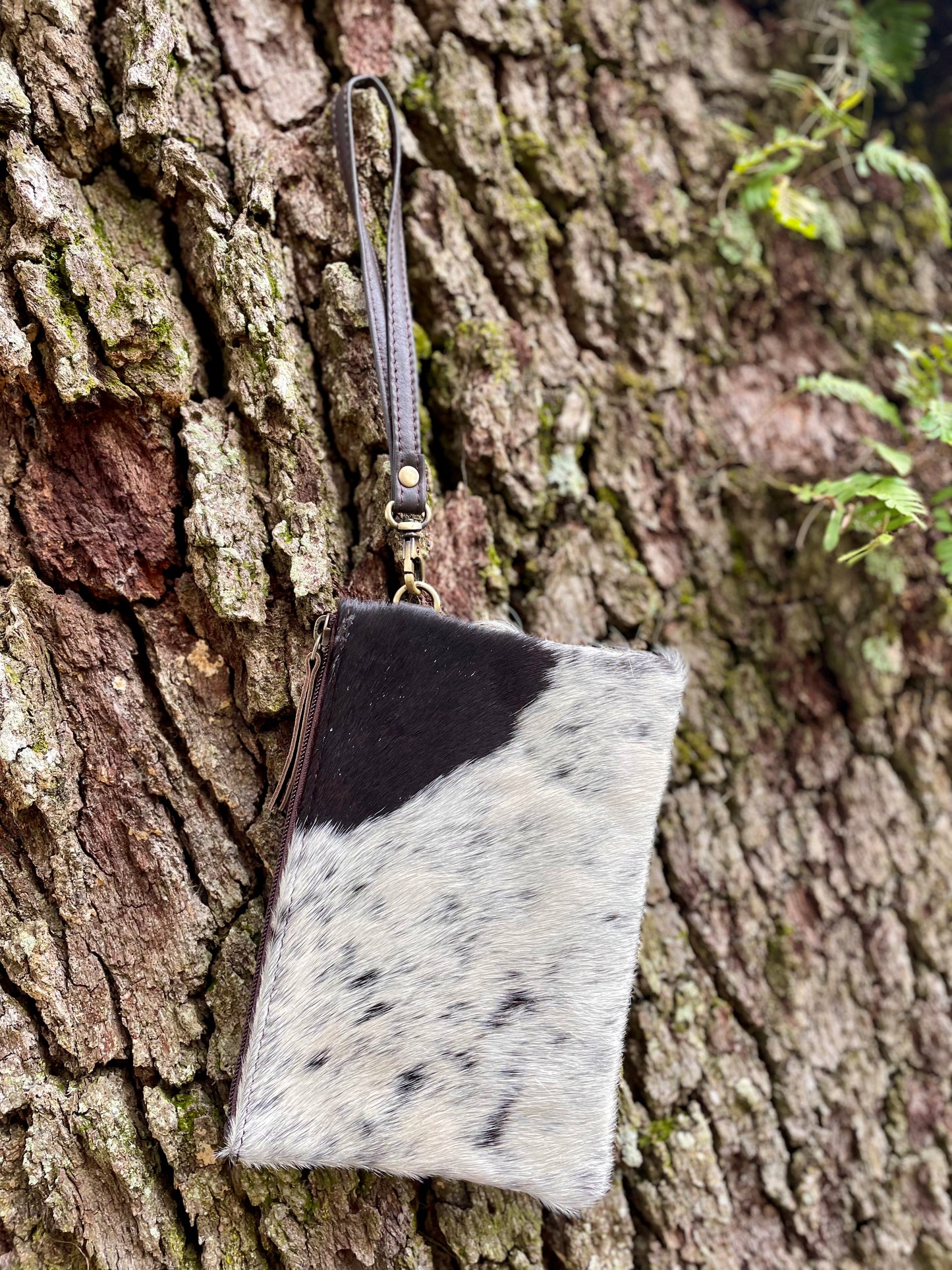 Tooled Hair-On-Hide Wristlet